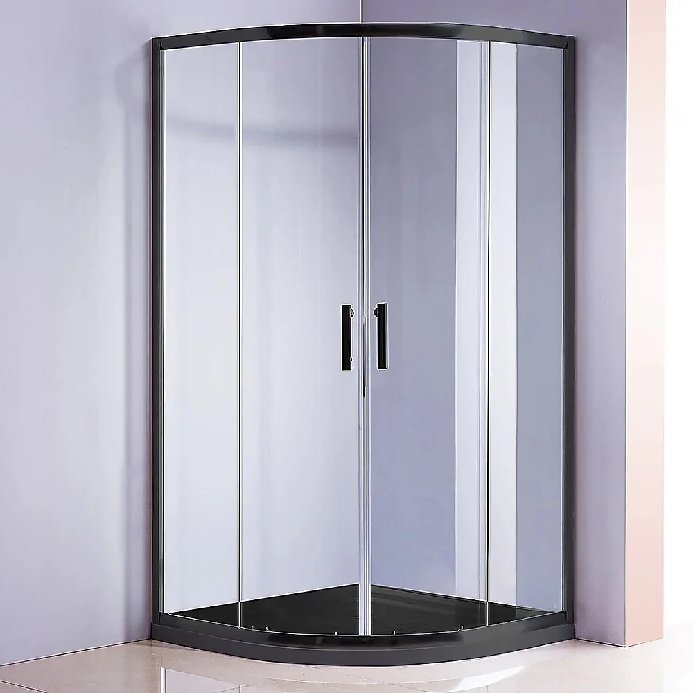 100x100cm Rounded Curved Shower Base in Black - Image 3