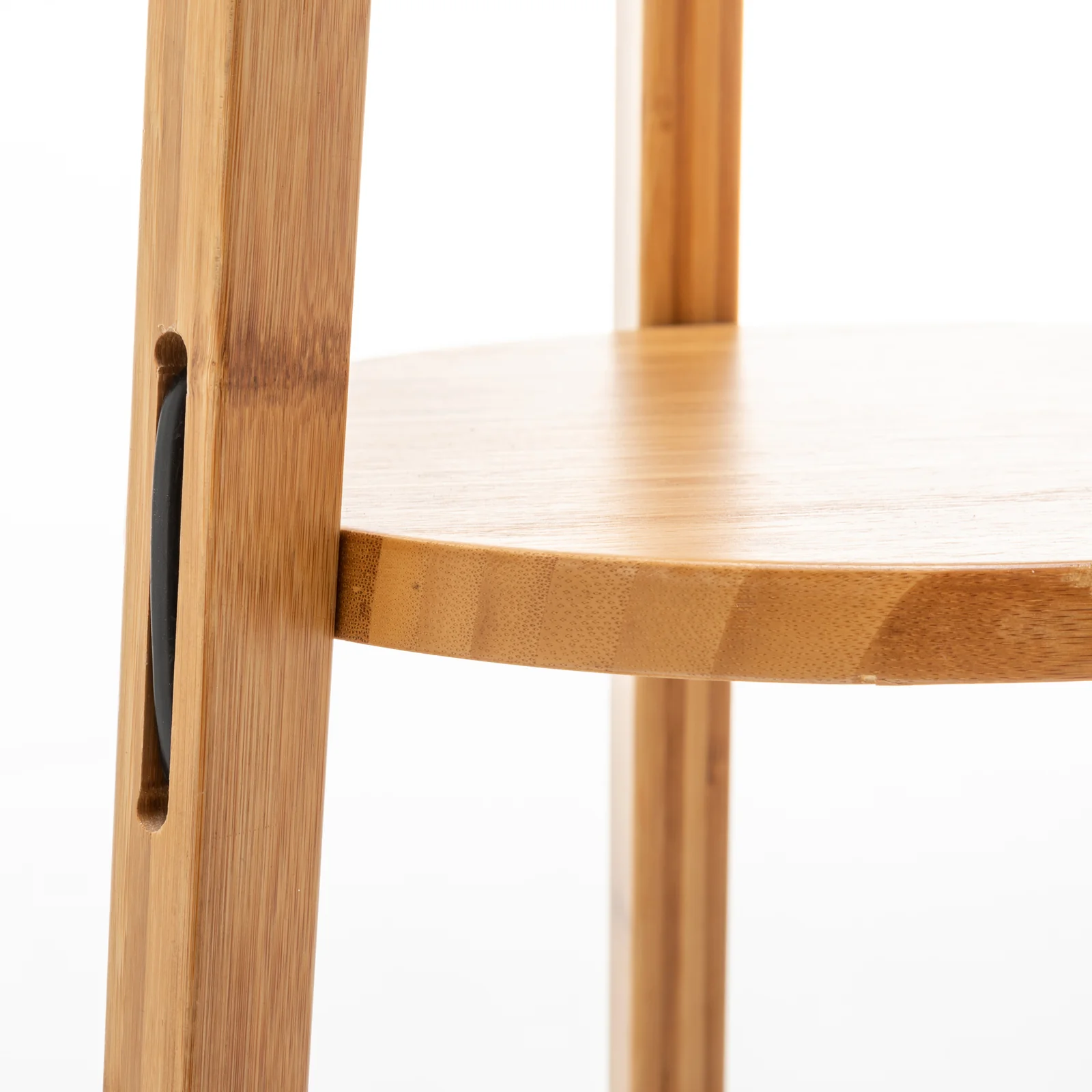 168cm Large Bamboo Wooden Tripod Floor Lamp Light Modern Linen Shade w Shelves - Image 5