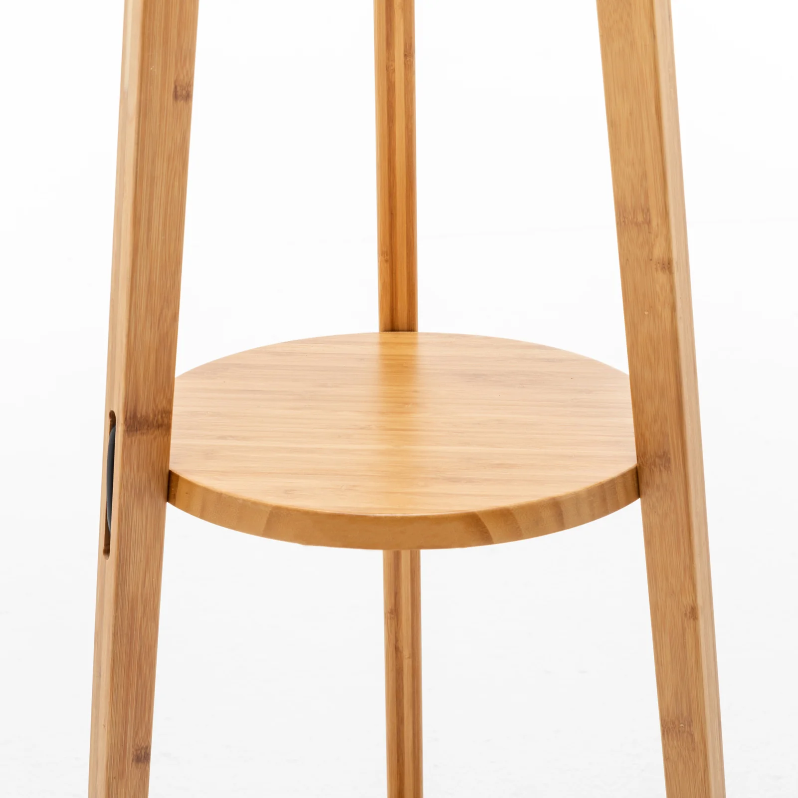 168cm Large Bamboo Wooden Tripod Floor Lamp Light Modern Linen Shade w Shelves - Image 7