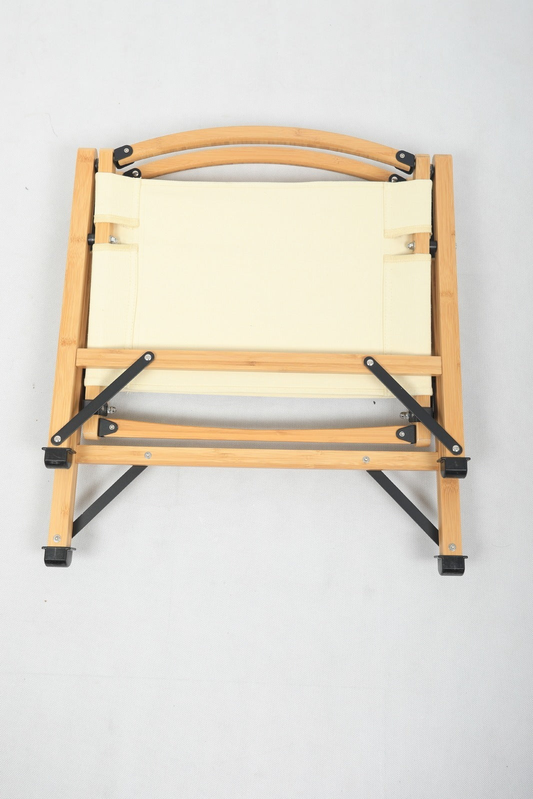 4x Bamboo Canvas Foldable Outdoor Camping Chair Wooden Picnic Park - Khaki/Beige - Image 11