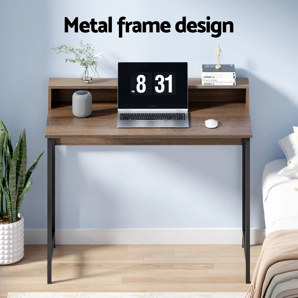 Artiss Computer Desk Shelf Oak 100CM - Image 4