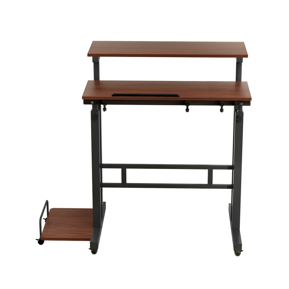 Artiss Laptop Desk Table Adjustable Dark Wood 80CM - Image 3