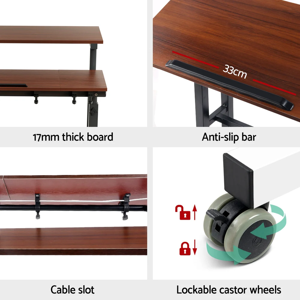 Artiss Laptop Desk Table Adjustable Dark Wood 80CM - Image 6