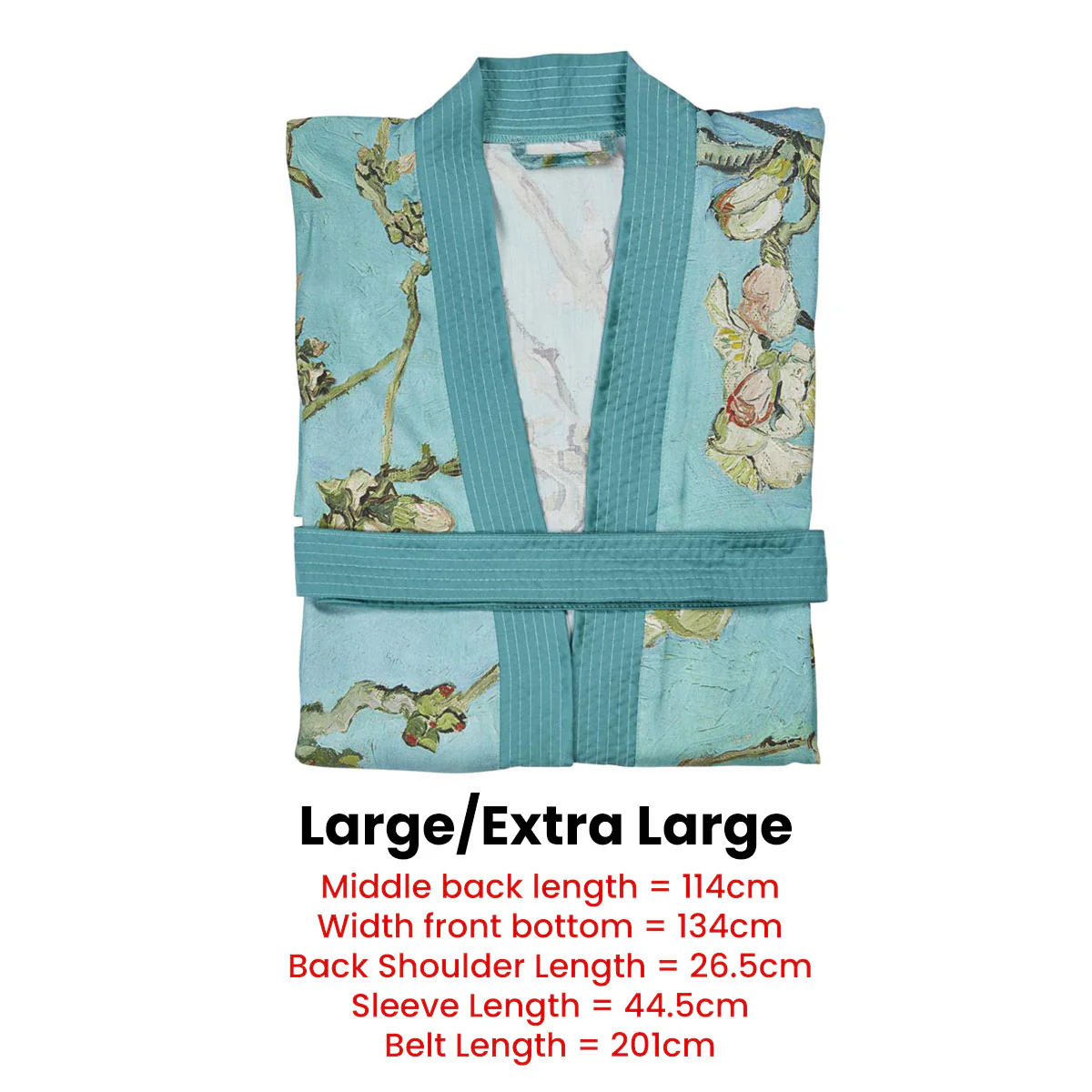 Bedding House Van Gogh Almond Blossom Blue Kimono Bath Robe Large/Extra Large - Image 6