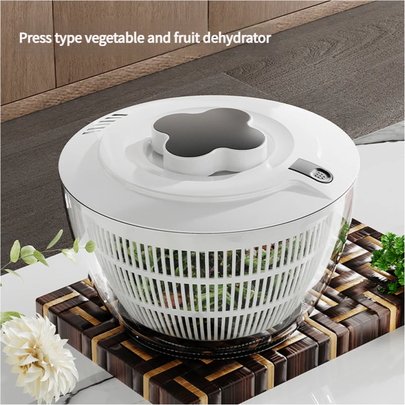 Black Manual Salad Spinner with Pressurized System - Efficient & Quick Vegetables Drying, Multiple Color Options - Image 5