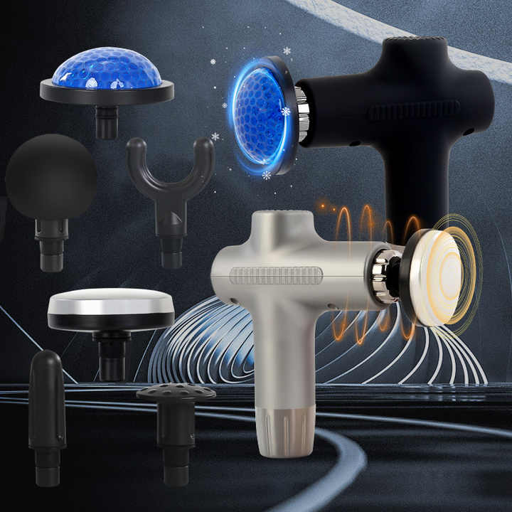 Black Mini 4-Head Deep Tissue Massage Gun – Portable Wireless Fascia Gun for Muscle Relaxation with Cold & Heat Therapy, LCD Display - Image 4