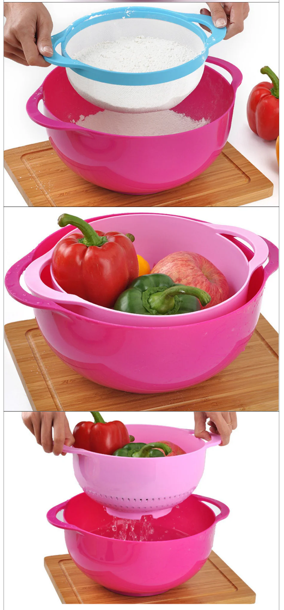 Blue 8-Piece Baking Tool Set ‚Äö√Ñ√∂‚àö√ë‚àö‚àÇ‚Äö√†√∂‚àö√´‚Äö√†√∂‚Äö√†√á‚Äö√Ñ√∂‚àö‚Ä†‚àö‚àÇ‚Äö√†√∂‚àö¬¥‚Äö√Ñ√∂‚àö‚Ä†‚àö‚àÇ¬¨¬®¬¨√Ü Measuring Cups, Spoons, Rainbow Mixing Bowls, Vegetable Washing Basket, and Flour Sifter - Image 5