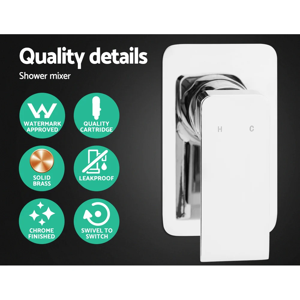 Cefito 10'' Rain Shower Head Set Handheld Square High Pressure Mixer Tap Chrome - Image 7