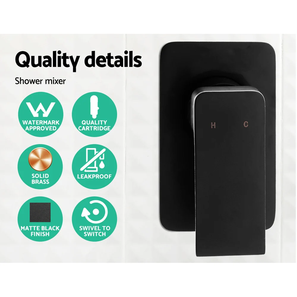 Cefito 8'' Rain Shower Head Set Handheld Square High Pressure Mixer Tap Black - Image 7