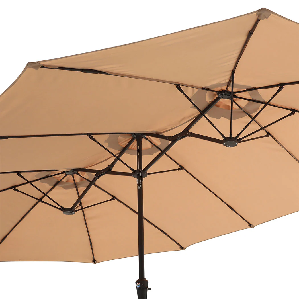 Centra 4M Double-sided Patio Umbrella Outdoor Umbrella Base Stand Khaki - Image 4