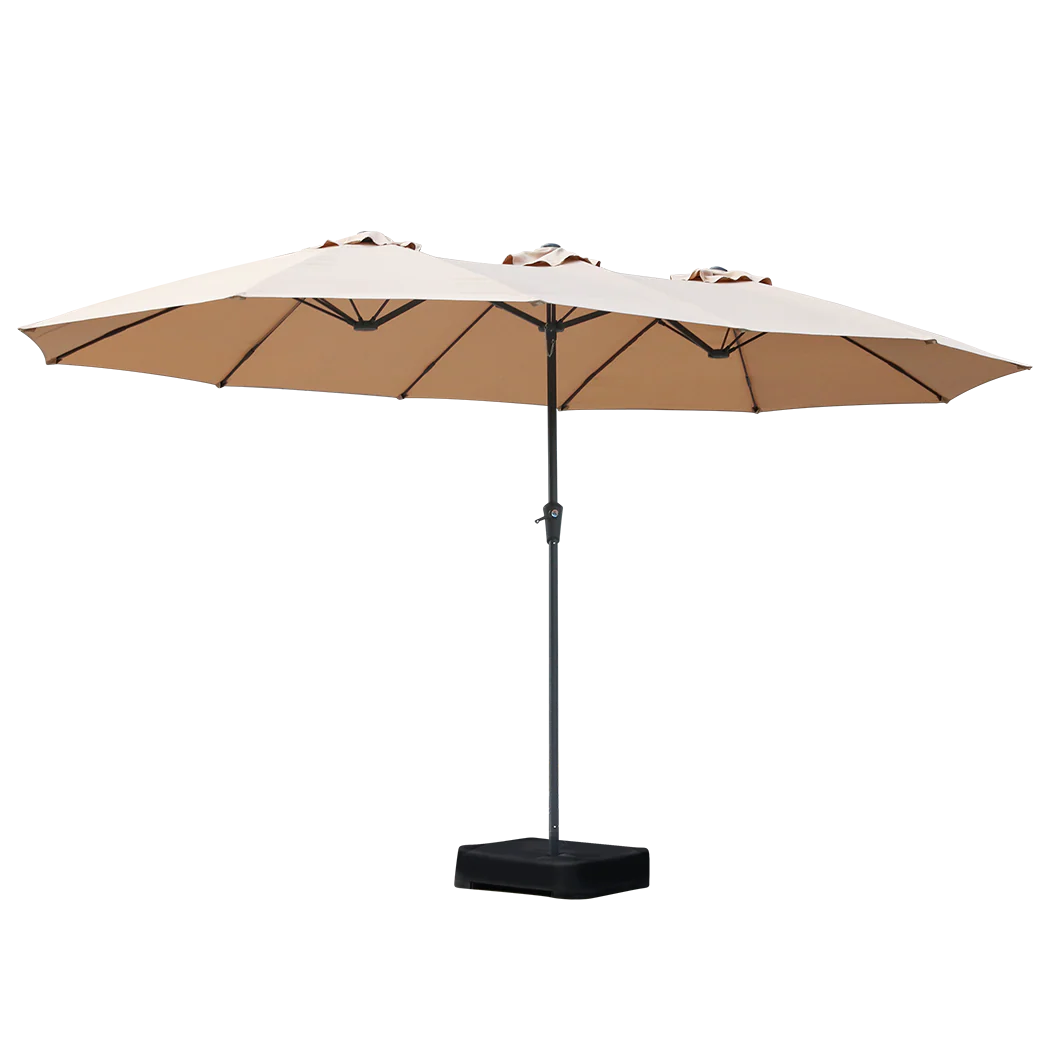 Centra 4M Double-sided Patio Umbrella Outdoor Umbrella Base Stand Khaki - Image 8