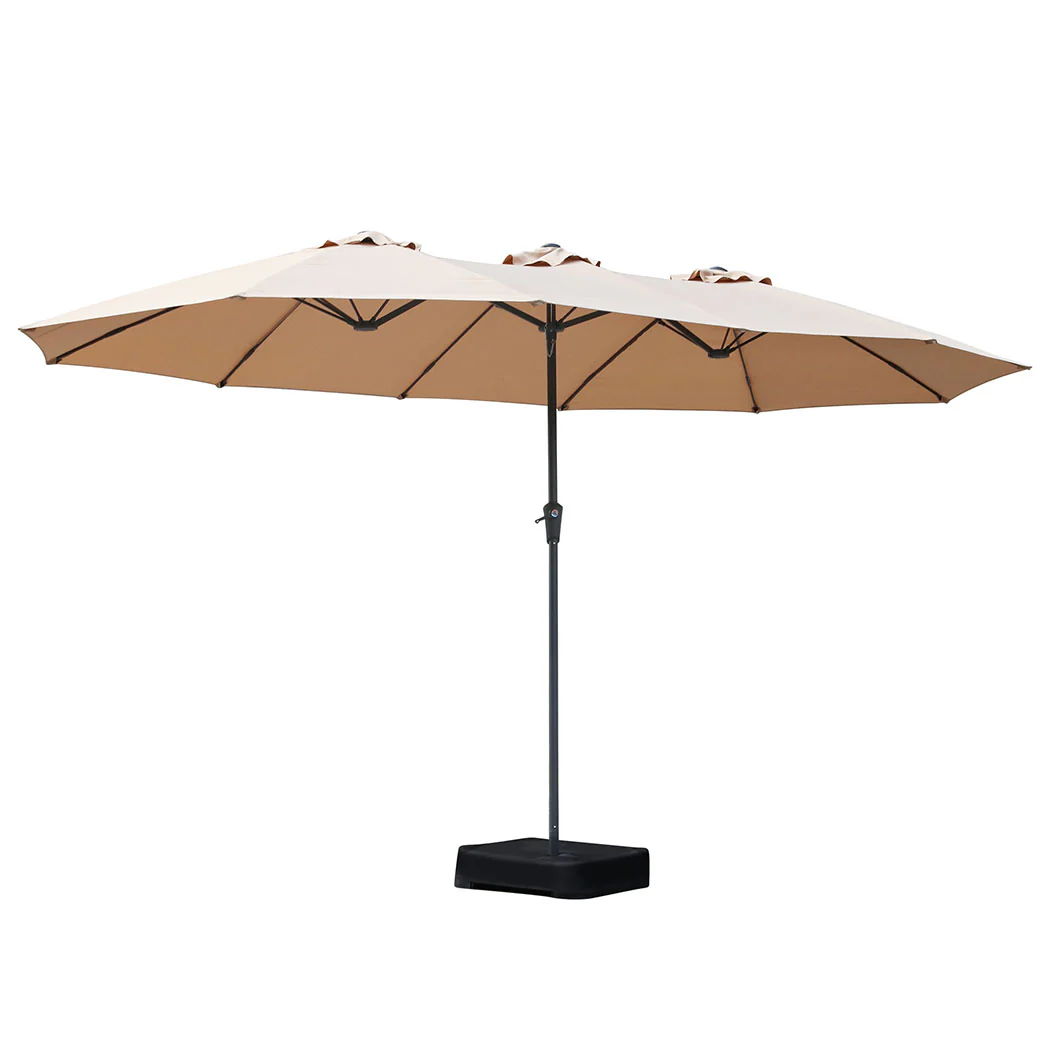 Centra 4M Double-sided Patio Umbrella Outdoor Umbrella Base Stand Khaki - Image 9