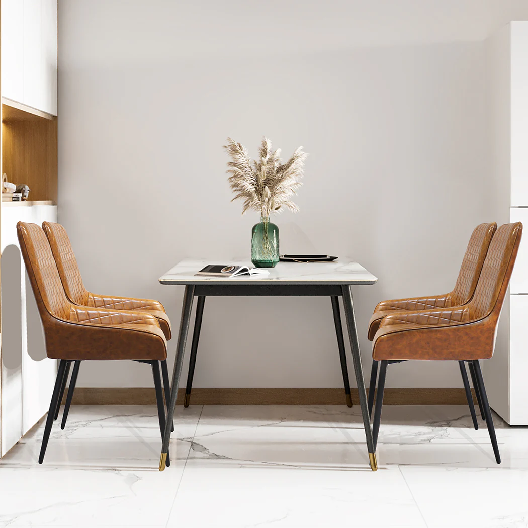 Dining Chairs x 4 Padded Seat PU Faux Leather - Image 7