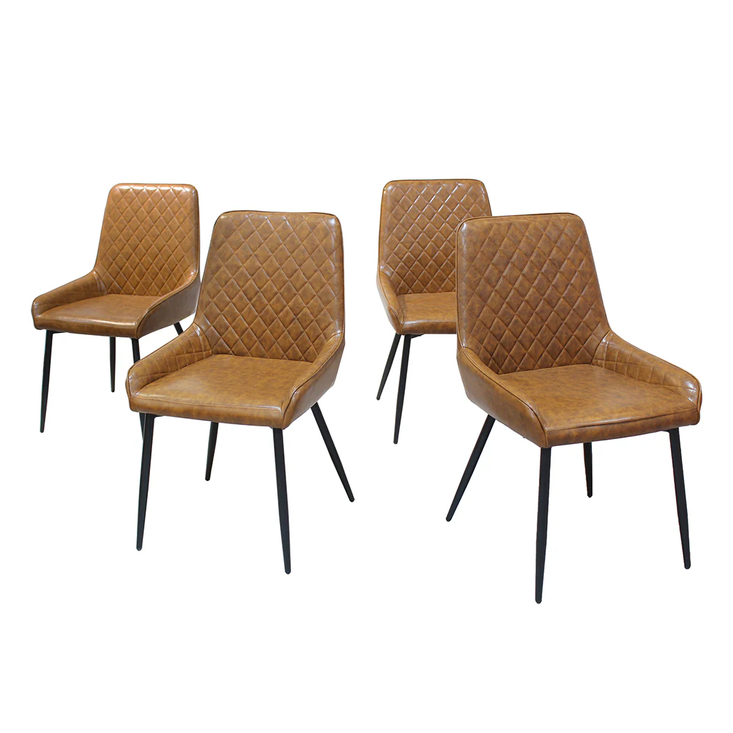 Dining Chairs x 4 Padded Seat PU Faux Leather - Image 8