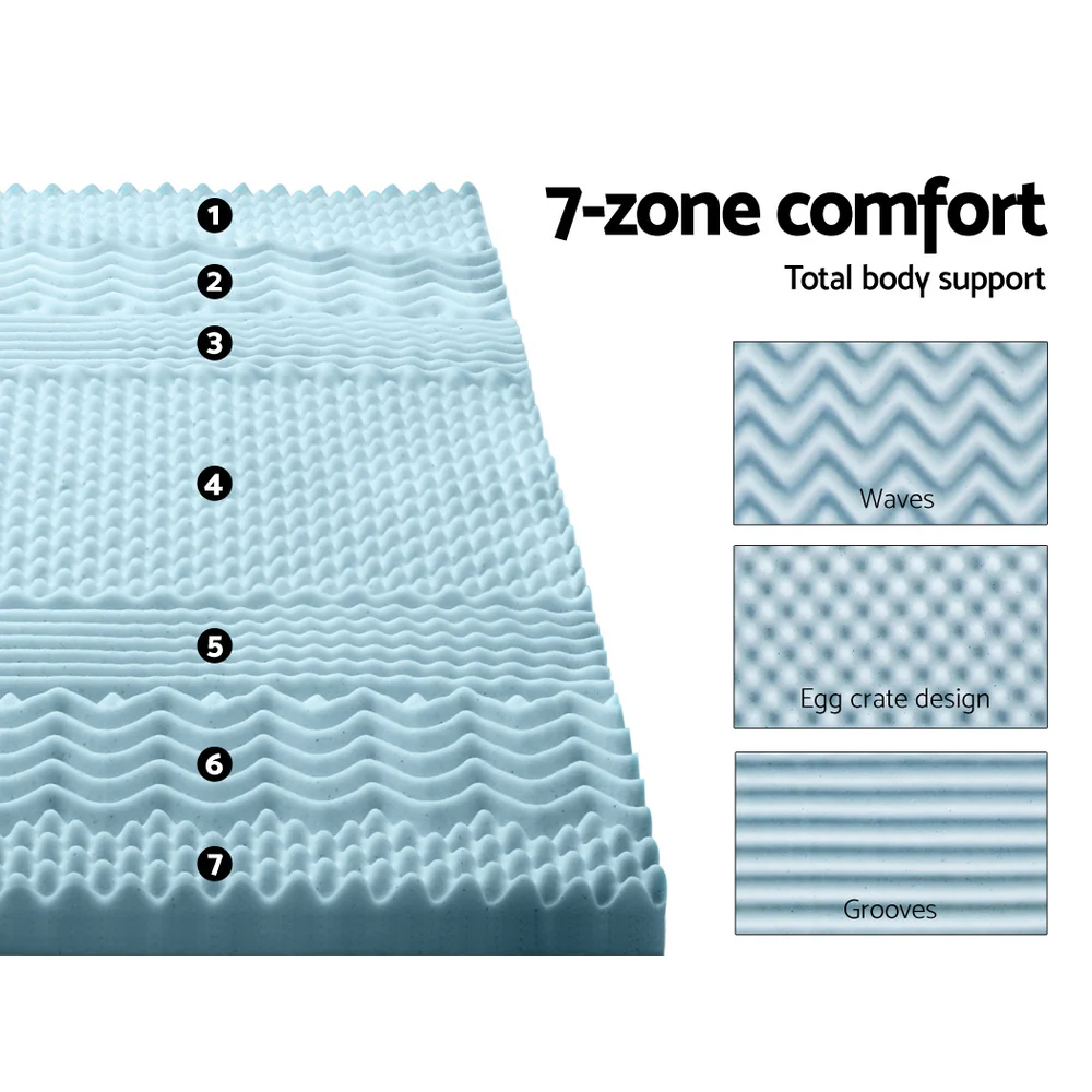 Giselle Bedding Memory Foam Mattress Topper 7-Zone 8cm King - Image 5