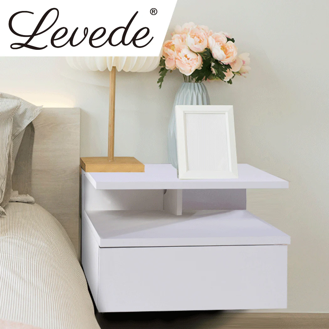 Levede 2x Bedside Tables Side Table White - Image 7