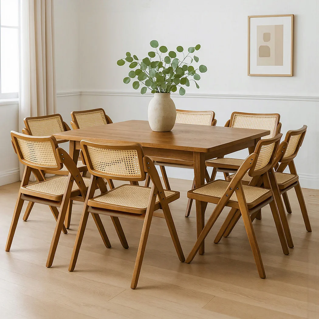 Levede 8X Foldable Rattan Dining Chairs - Image 7