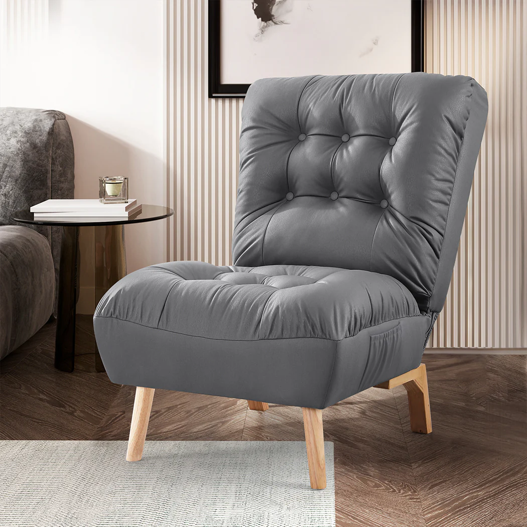 Levede Accent Chair Sofa Recliner Adjustable Grey - Image 7