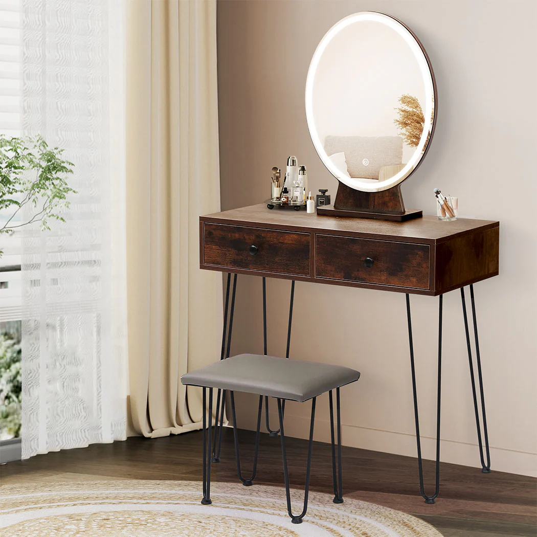 Levede Dressing Table LED Light Strip Brown - Image 6