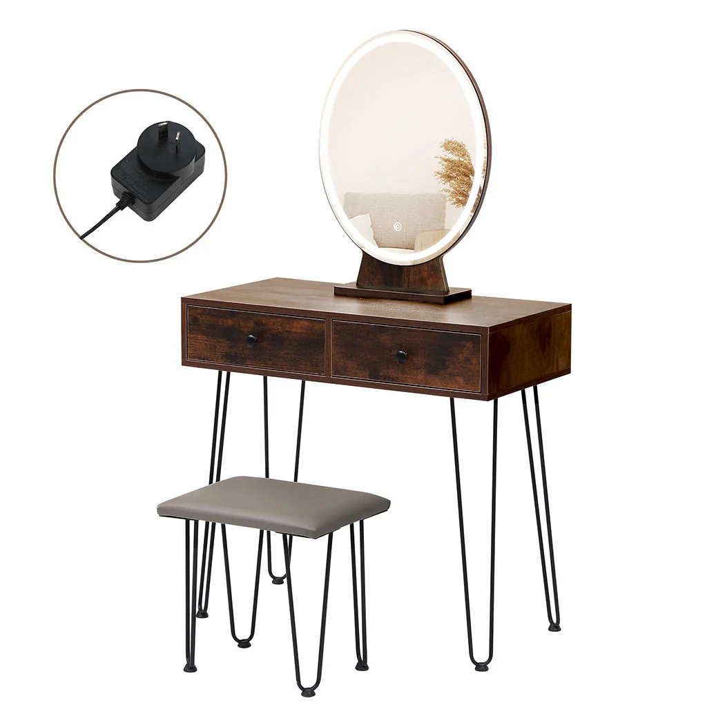 Levede Dressing Table LED Light Strip Brown - Image 9