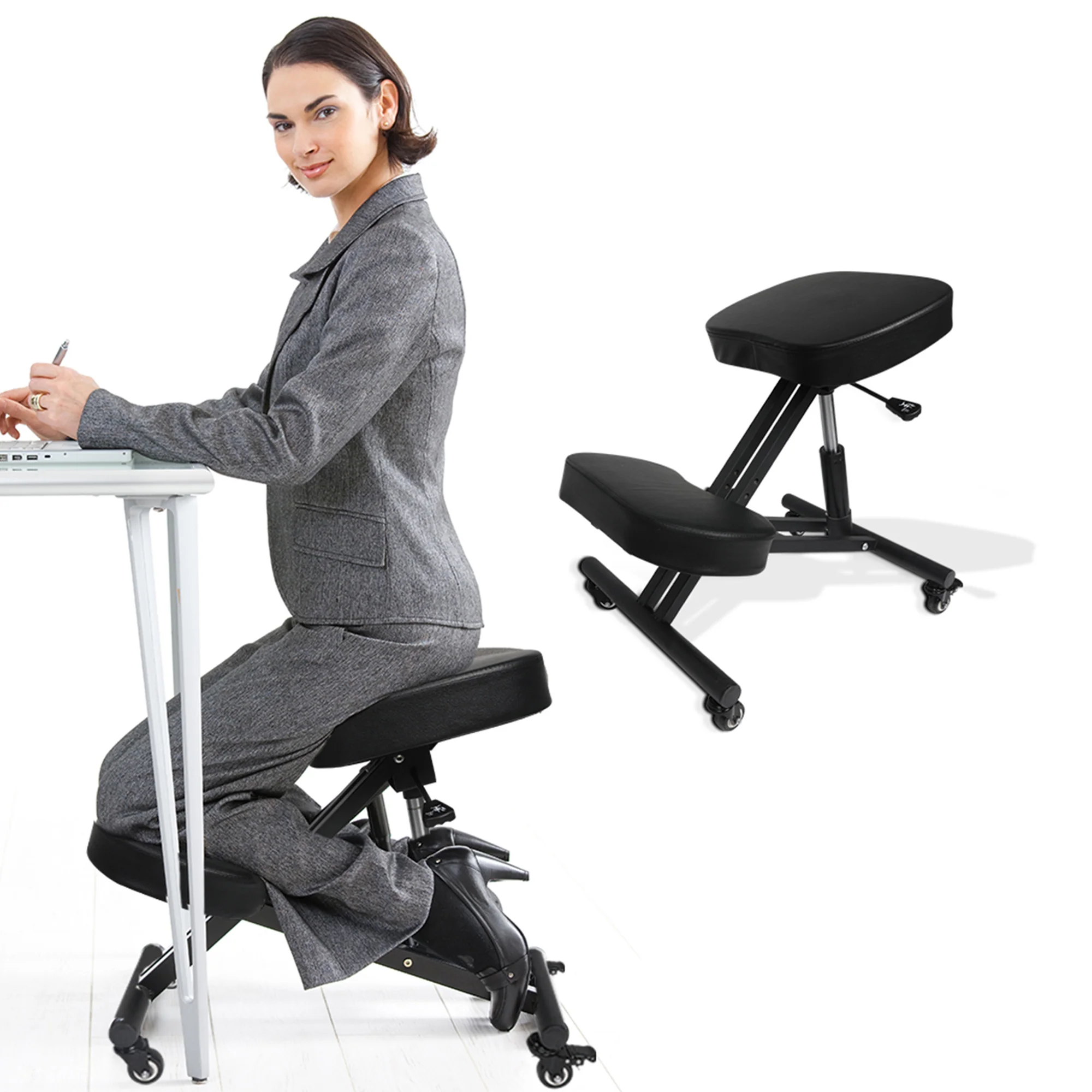 Levede Kneeling Chair Computer Ergonomic Black - Image 6