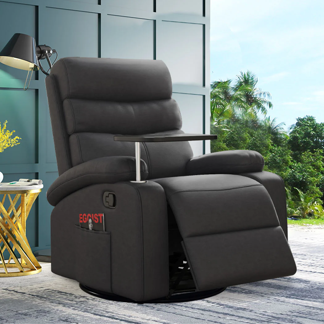 Levede Massage Chair Recliner 360 Swivel Black - Image 6
