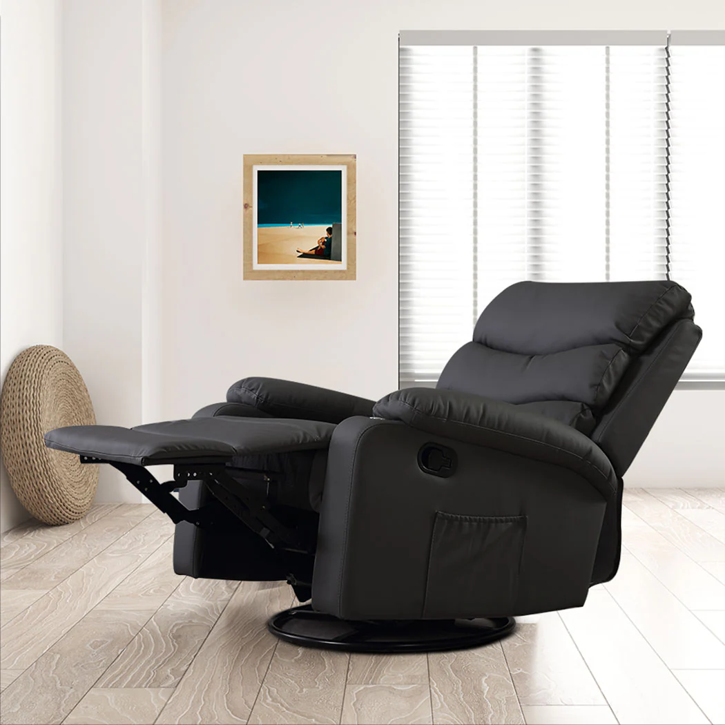 Levede Massage Chair Recliner 360 Swivel Black - Image 7