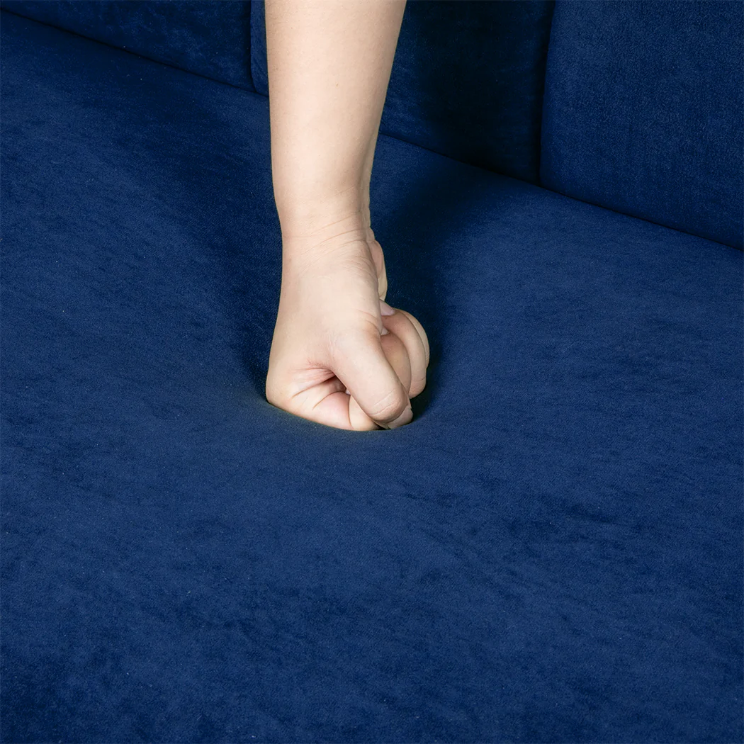 Levede Sofa Bed Convertible Velvet Lounge Recliner Couch Sleeper 3 Seater Blue - Image 3