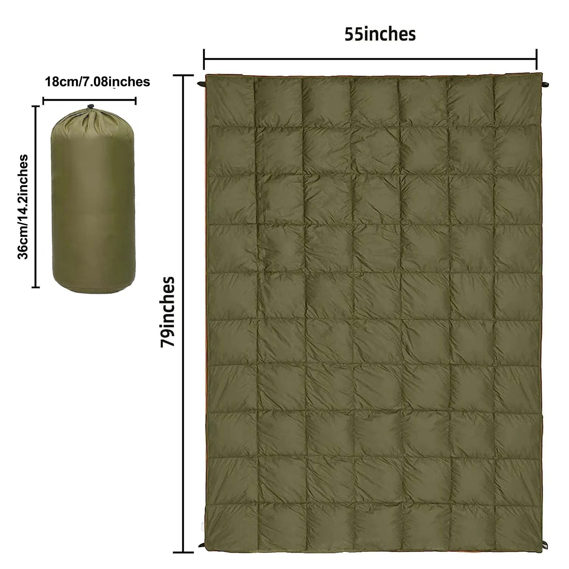 Military Green Compact Lightweight Quilted Blanket - Soft, Warm, and Portable for Outdoor Adventures - Image 4