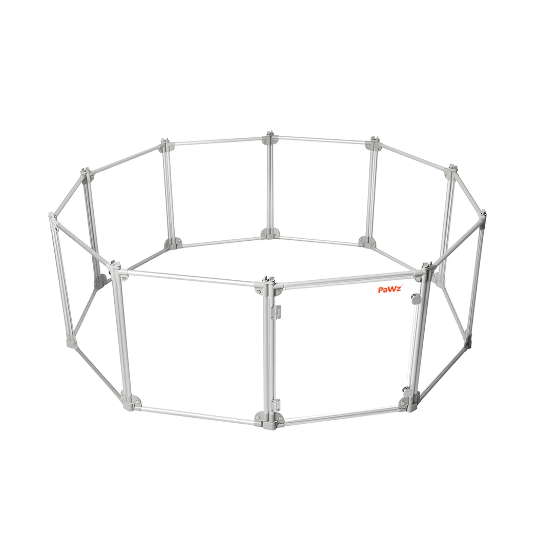 Pawz Pet Playpen Transparent Acrylic Clear Folding Dog Fence Kennel 10 Panel - Image 8