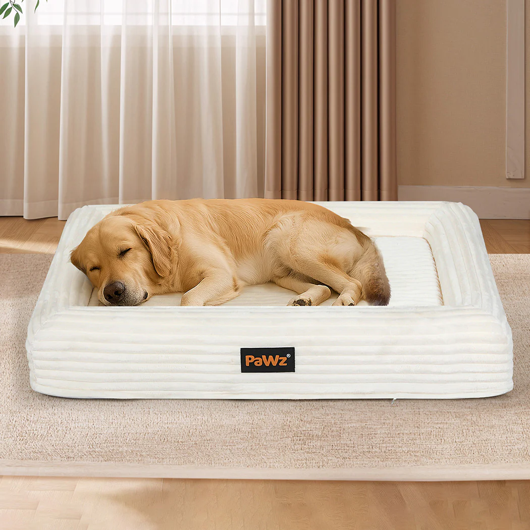 Pawz XL Size Orthopedic Dog Bed with Corduroy Removable Cover Waterproof Washable Beige - Image 6