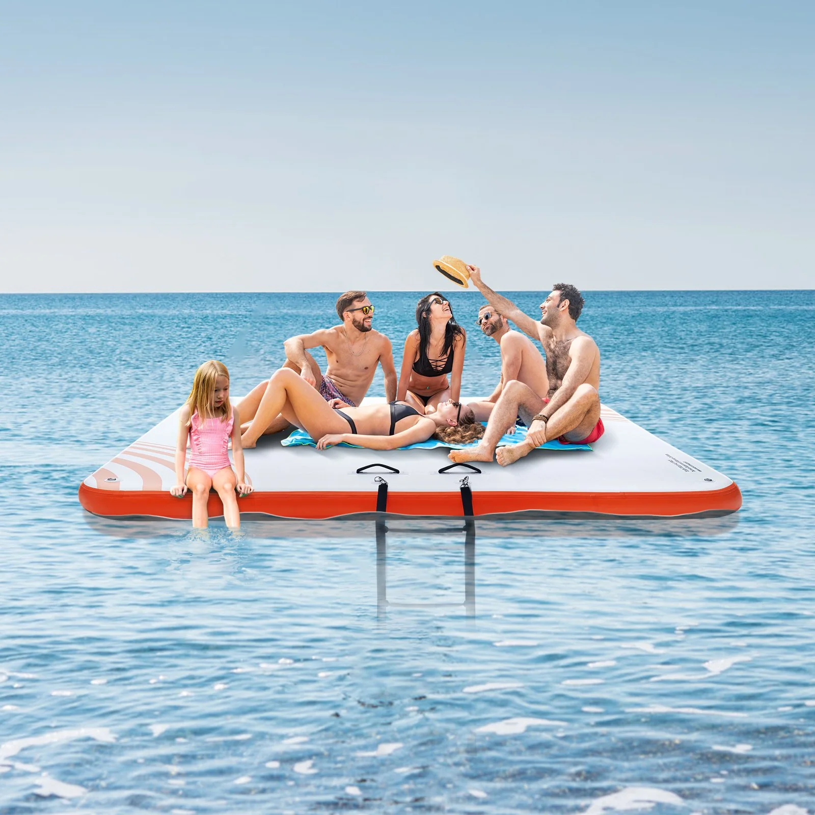 VEVOR Inflatable Floating Dock, 10 x 10FT Inflatable Dock Platform, Non-Slip Water Floating Dock Mat with Portable Carrying Bag & Detachable Ladder, Floating Platform Island Raft for Pool Beach Ocean - Image 8