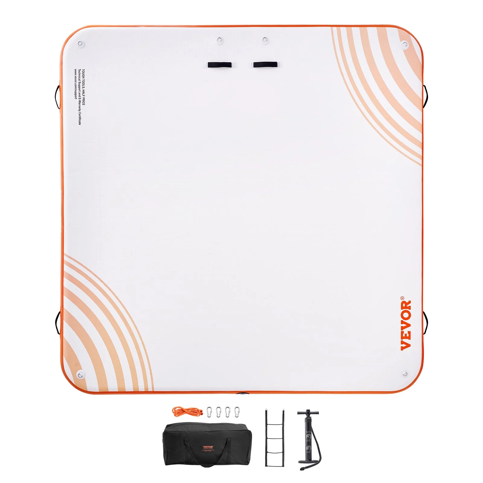 VEVOR Inflatable Floating Dock, 10 x 10FT Inflatable Dock Platform, Non-Slip Water Floating Dock Mat with Portable Carrying Bag & Detachable Ladder, Floating Platform Island Raft for Pool Beach Ocean - Image 9