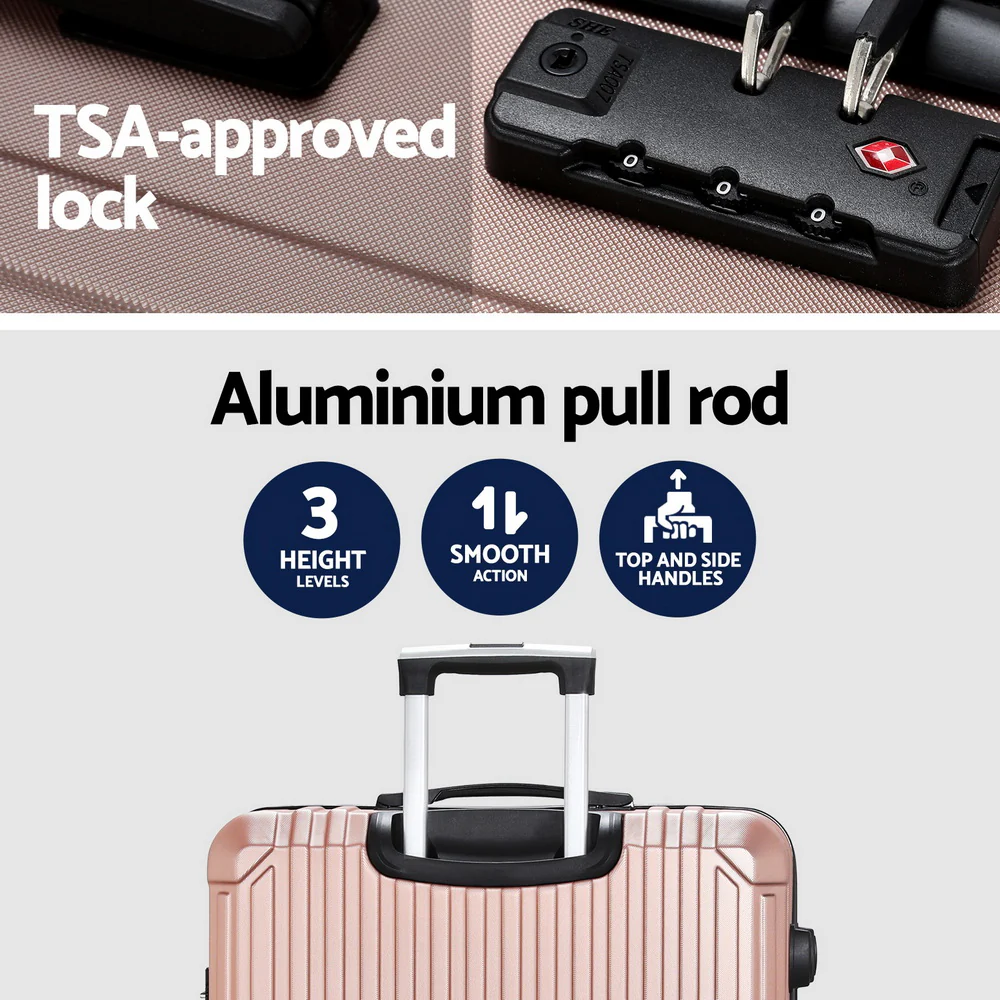 Wanderlite 28-inch Luggage Set with TSA LockÔøΩABS Hard Shell Travel Suitcase Organiser Luggage Case Rose Gold - Image 5