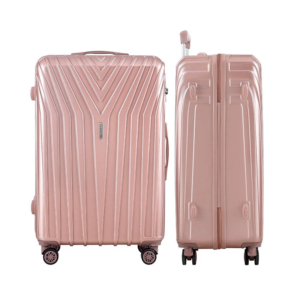 Wanderlite 3 Set Luggage 20-24-28 Inch Suitcase with TSA Lock Carry On Hard Shell Travel Luggage Organiser Case Pink - Image 3