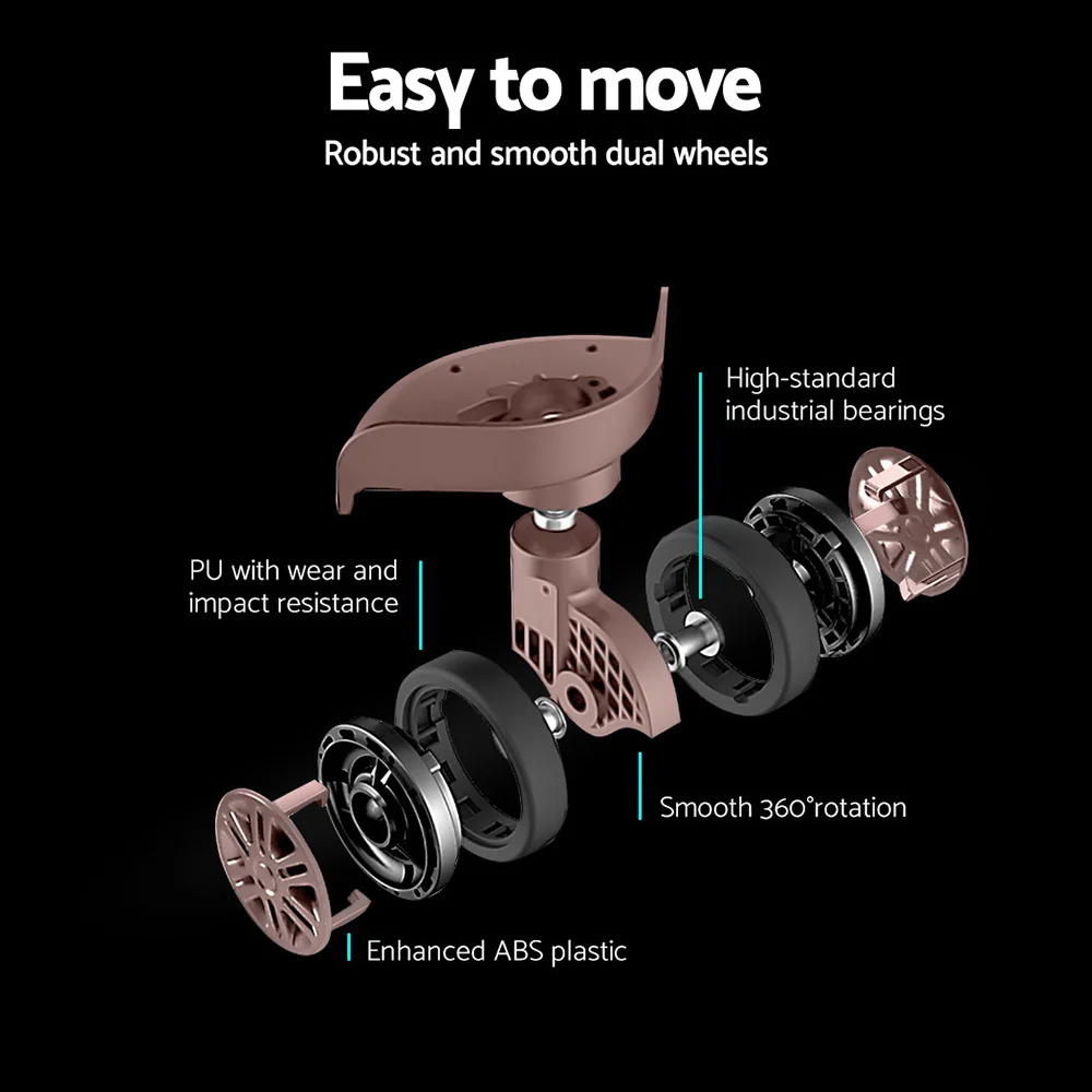 Wanderlite 3 Set Luggage 20-24-28 Inch Suitcase with TSA Lock Carry On Hard Shell Travel Luggage Organiser Case Pink - Image 5