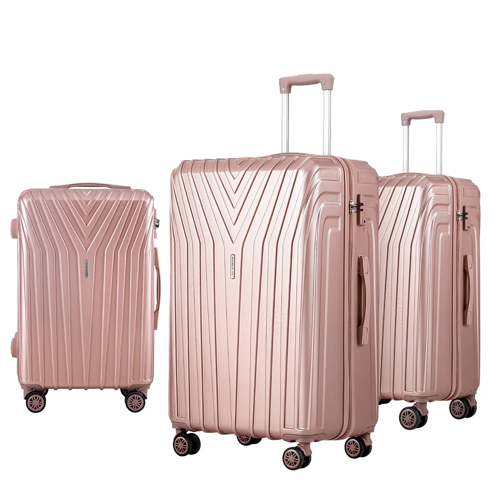 Wanderlite 3 Set Luggage 20-24-28 Inch Suitcase with TSA Lock Carry On Hard Shell Travel Luggage Organiser Case Pink - Image 7