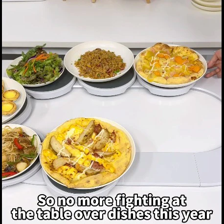 White 6 discs TheLazy Susan Revolution - Portable 22cm Rotating Food Tray for Easy Sharing - Image 3