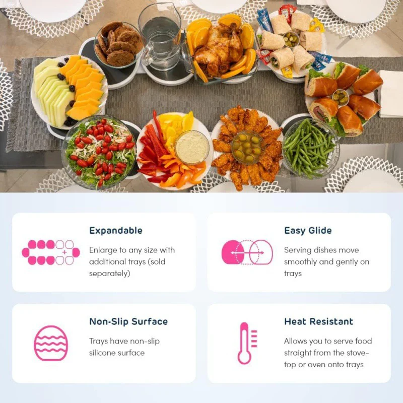 White 6 discs TheLazy Susan Revolution - Portable 22cm Rotating Food Tray for Easy Sharing - Image 4