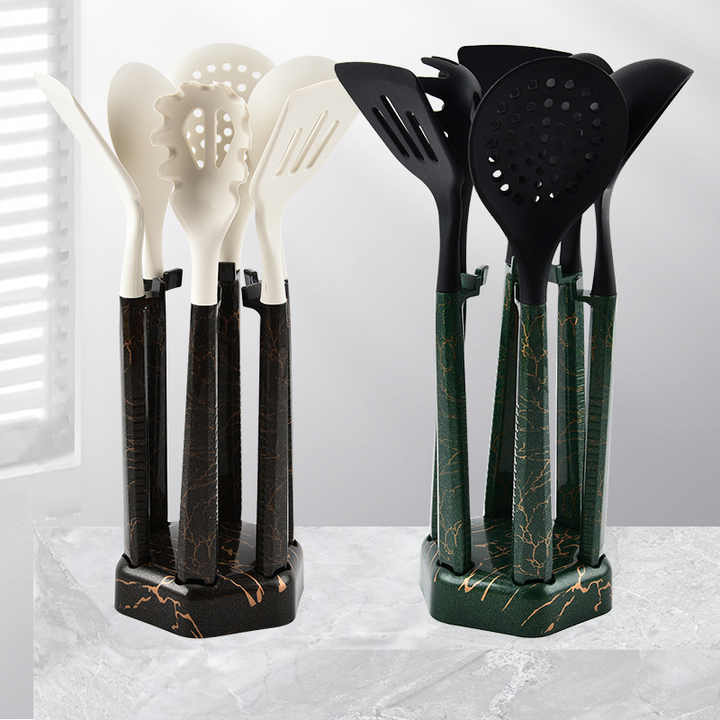 White And Black Set High-Temperature Resistant 7-Piece Silicone Kitchen Utensils Set ‚Äö√Ñ√∂‚àö√ë‚àö‚àÇ‚Äö√†√∂‚àö√´‚Äö√†√∂¬¨¬Æ Non-Stick Cooking Tools, Food-Grade Silicone, Heat-Resistant Spatulas, and Spoons for Non-Stick Pans - Image 3